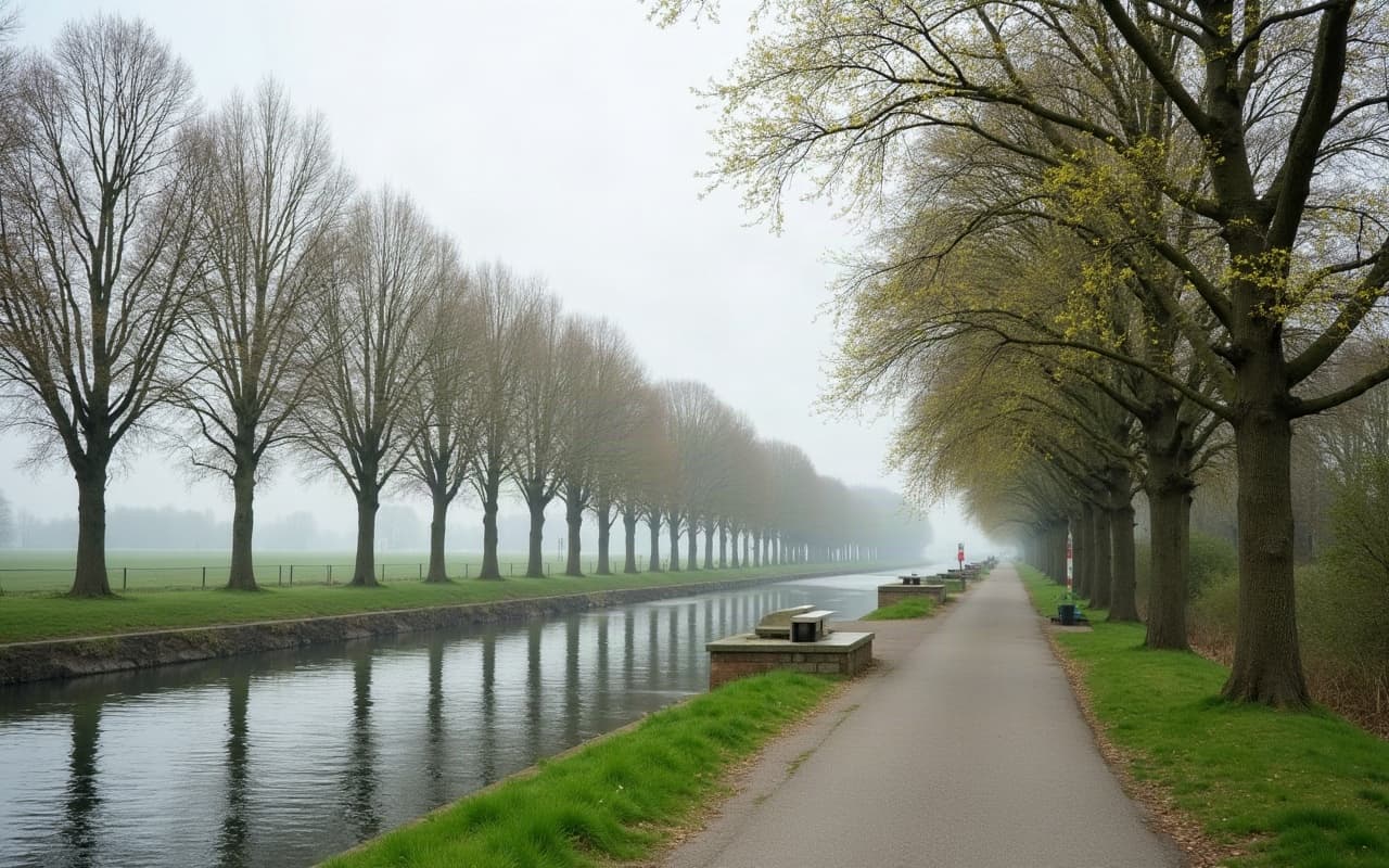 Le quai et la piste cyclable du canal de Caen à la mer à Blainville-sur-Orne