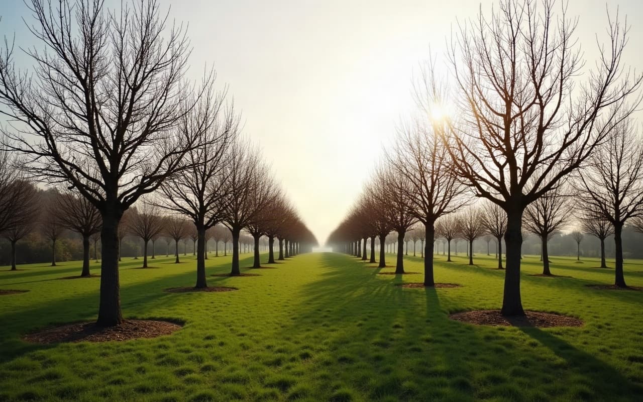Taille de formation d'un jeune arbre fruitier dans un verger de particulier à Verson